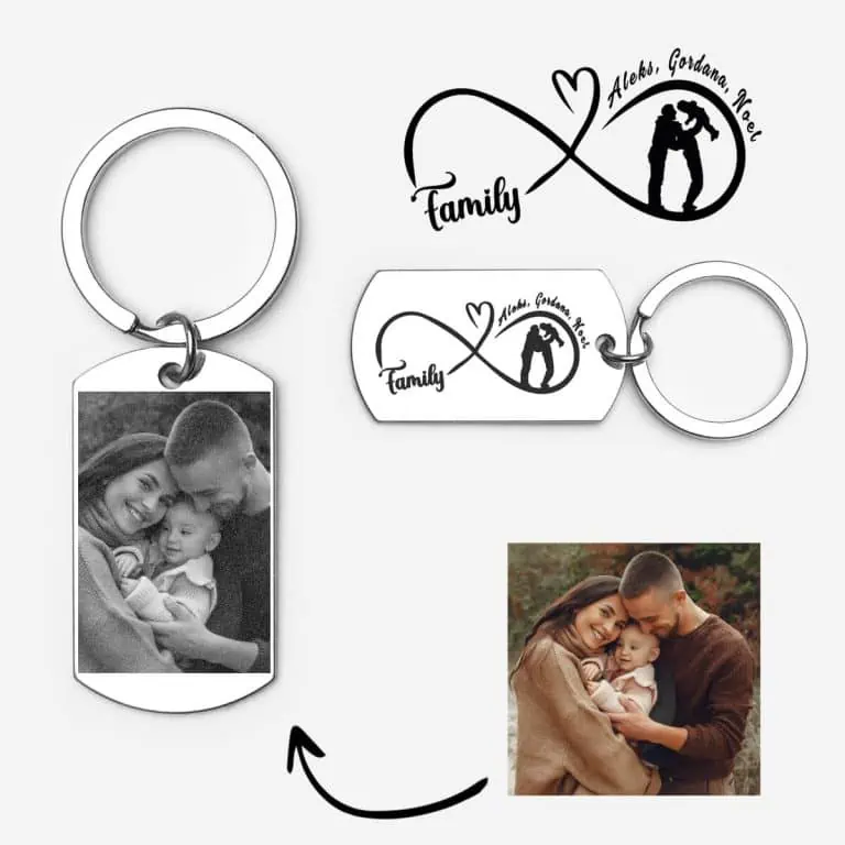 privjesak za ključeve s imenom i slikom