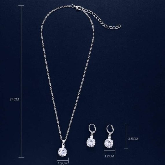 kristalni uhani s kristalno verižico velikosti