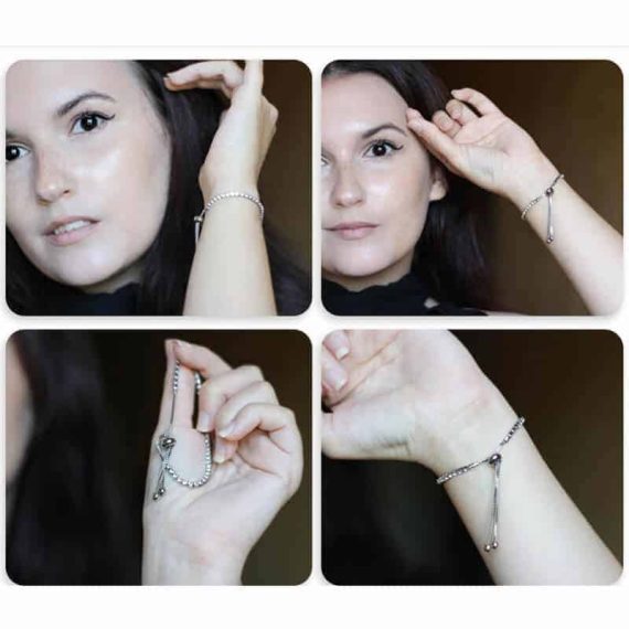 modna ženska zapestnica z diamanti v srebrni barvi