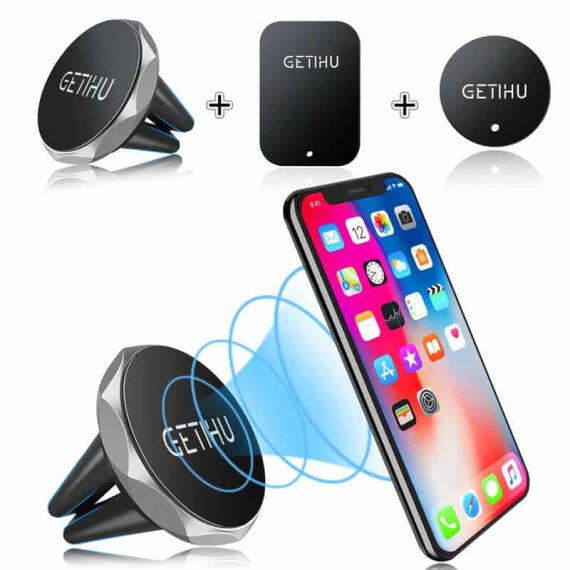 magnetno držalo za telefone črne barve
