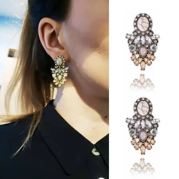 uhani iz kristala modni elegantni v obliki sovzice z velikim diamantom