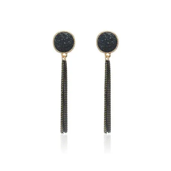 uhani viseči v črni barvi modni in elegantni