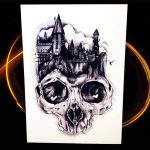 začasni tattoo lobanja grad in oči s srci