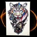 začasni tattoo tiger s simbolom mavričnega življenja