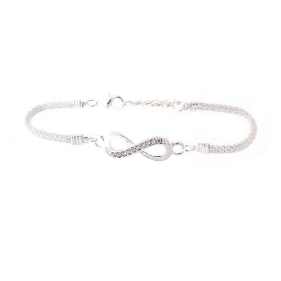 zapestnica infinity srebrne barve z diamantki modna zapestnica infinity srebrne barve z diamantki modna
