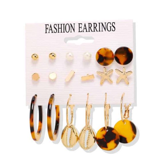 Komplet uhanov z morskimi vzorci