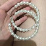 Okrogli biserni uhani srebrni