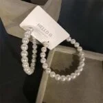 okrogli biserni uhani srebrna barva