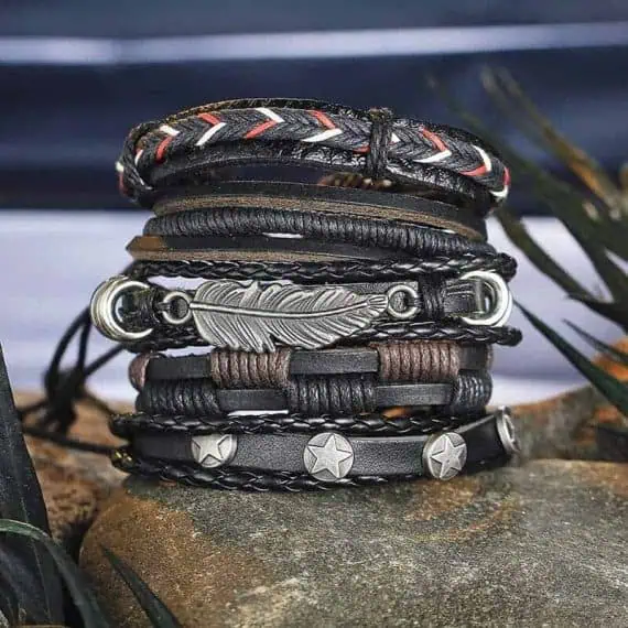 moške usnjene zapestnice poceni