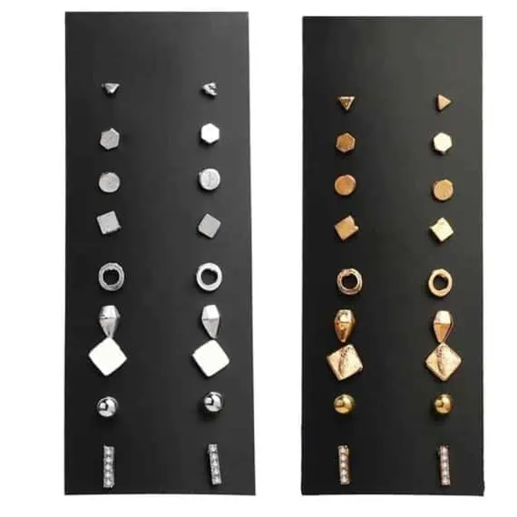 uhani komplet 9 parov zlati in srebrni