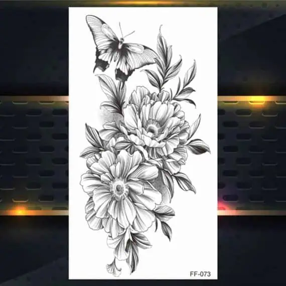 Začasni tattoo metulj in vrtnica