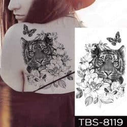 Začasni tattoo tiger vrtnica in metulj