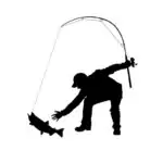 Nalepka ribič ulovi ribo