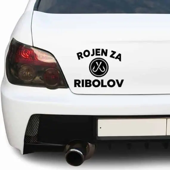 nalepka za avto ribiška rojen za ribolov