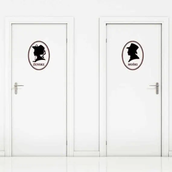nalepka za vrata wc oznaka ženske moški