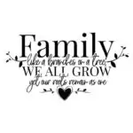 Family like a branches on a tree, we all grow yet our roots remain as one
