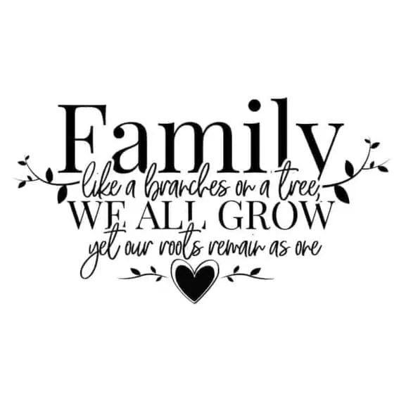 Family like a branches on a tree, we all grow yet our roots remain as one