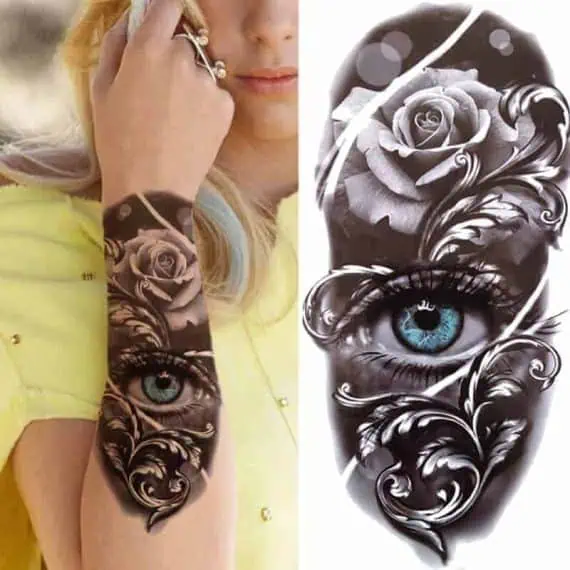 Začasni tattoo spiritualno oko z vrtnico