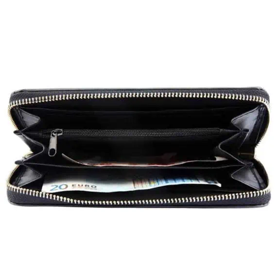 Minimalistična ženska denarnica Črna imitacija usnja