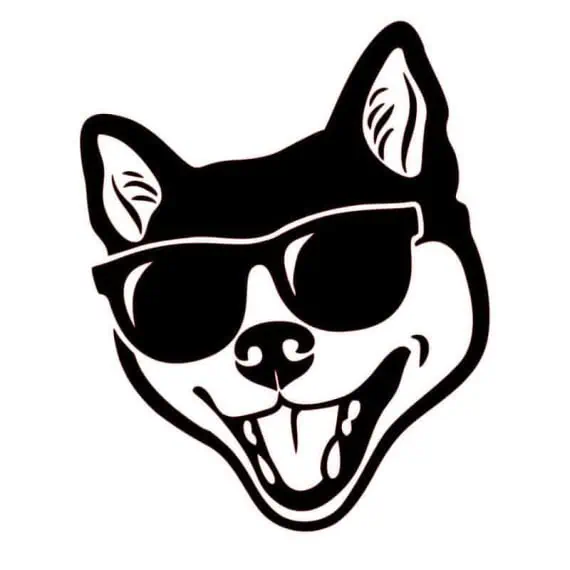 Shiba inu nalepka s sončnimi očali