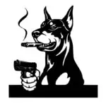 nalepka za avto doberman s pištolo