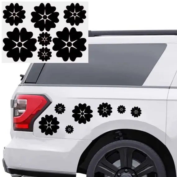 nalepke za avto komplet cvetov v obliki srčkov