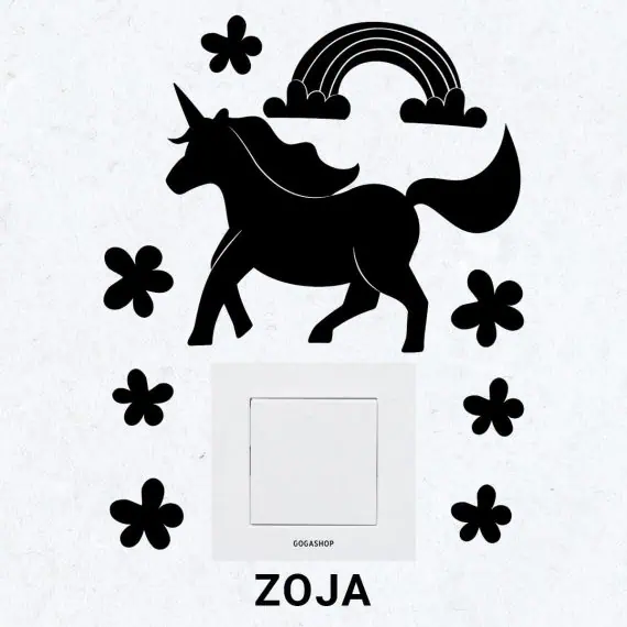 Nalepke za stikalo unicorn za otroško sobo