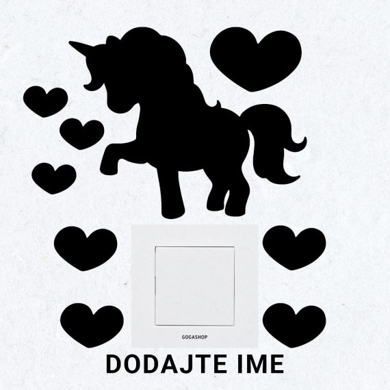 ubicorn s srčki nalepka za stikalo