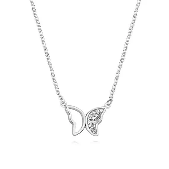 Srebrna verižica metulj z diamanti