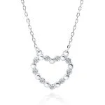 srebrna verižica srce z diamanti in elegantnimi krogi