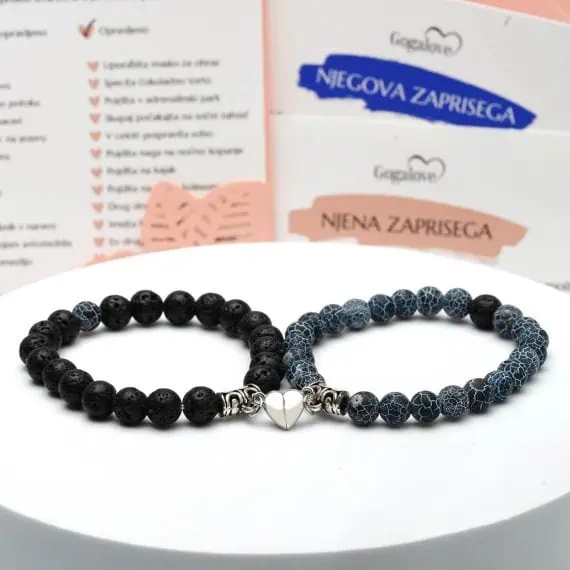 Magnetne zapestnice za pare lava in modro nebo