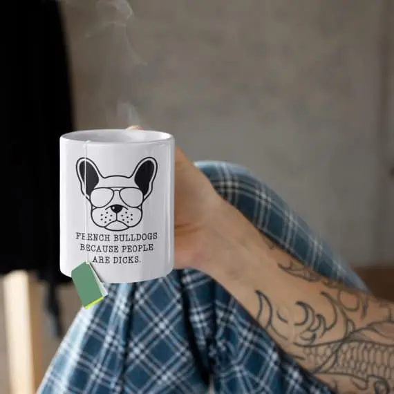 skodelica francoski buldog s tiskom