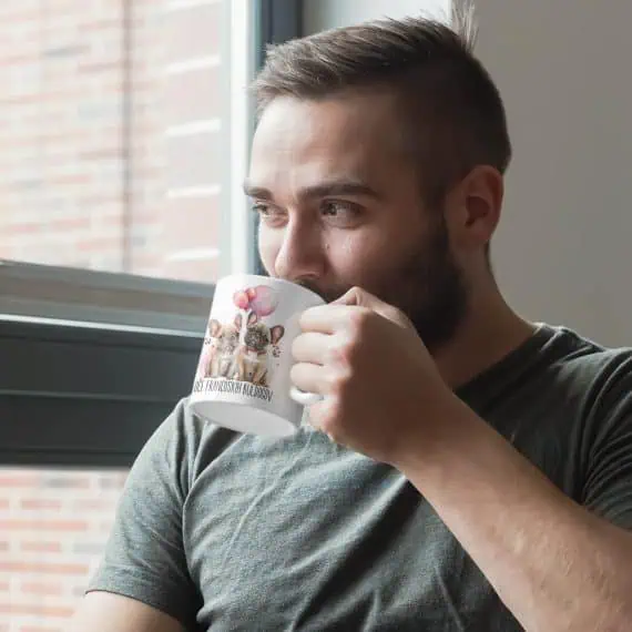 skodelice s tiskom oče francoskih buldogov