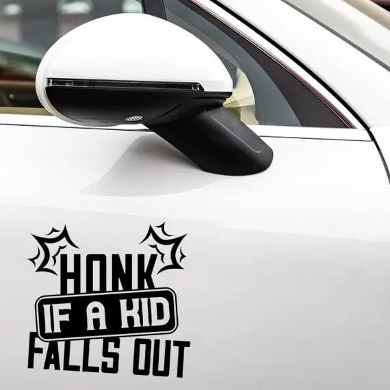 avto nalepke z napisom Honk if a kid falls off