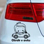 Nalepke otrok v avtu ki vozi kabriolet