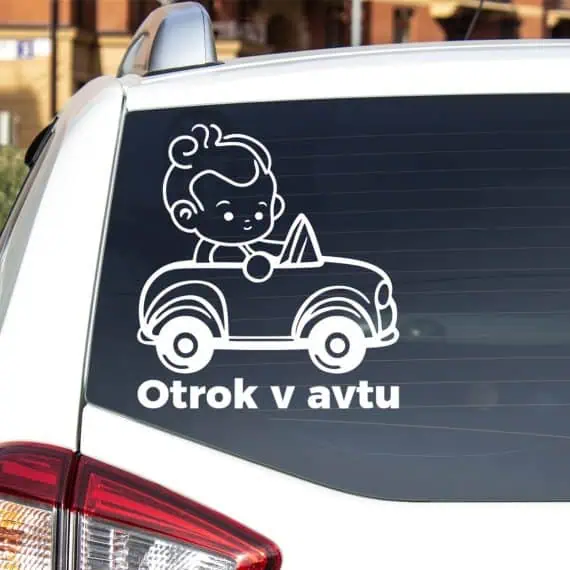 Otrok v vozilu nalepka za avto