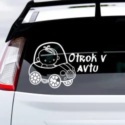 otrok v avtu vinilska nalepka