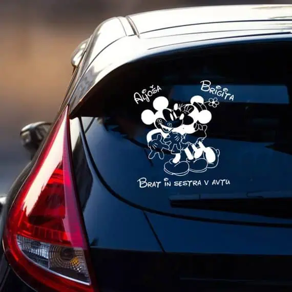 Miki in mini nalepka otrok v avtu za brata in sestro