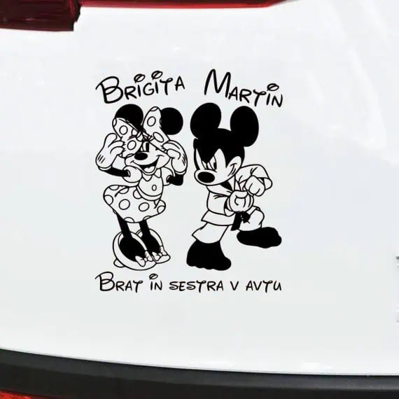 Minnie in Mickey nalepka s personalizacijo za avto