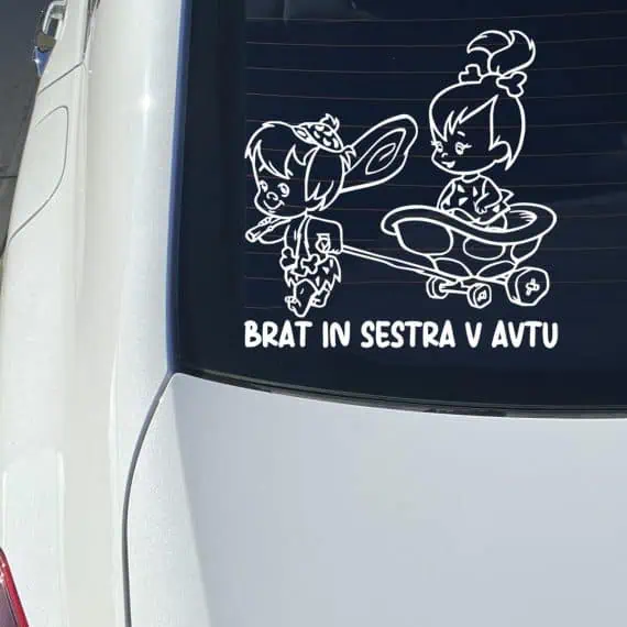 Nalepka za avto brat in sestra v avtu