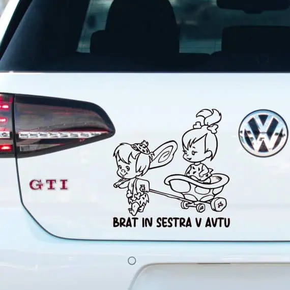 Otrok v avtu nalepka brat in sestra