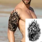 Začasna tettovaža tiger in grad
