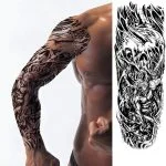 Začasni tattoo demon s krili ter prepleteno lobanjo