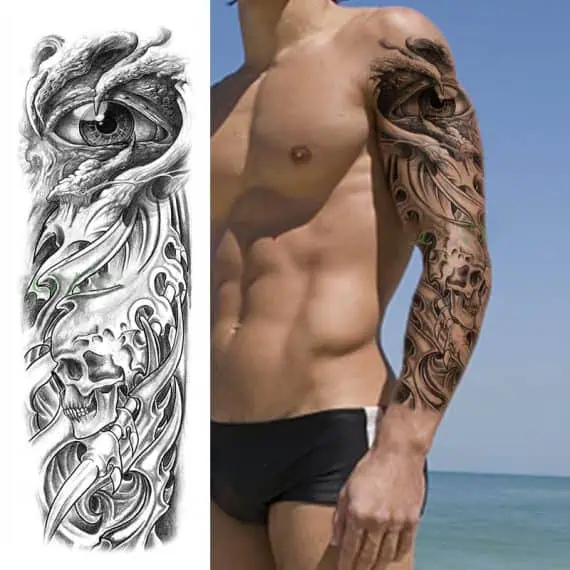 Začasni tattoo zmajevo oko z lobanjo Začasni tattoo zmajevo oko z lobanjo