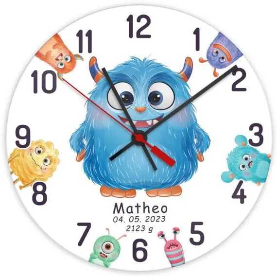 Stenska ura za otroško sobo monsterji