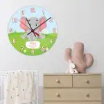 Stenske ure za otroke s poslikavo slona in personalizacije imena