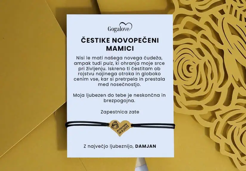 Darilo za mamo komplet z graviranjem in zapestnico z imenom