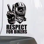 Avto nalepka respect for bikers za motoriste