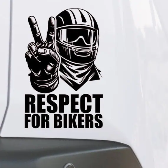 Avto nalepka respect for bikers za motoriste