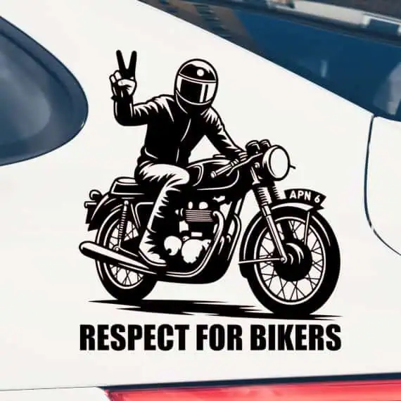 Avto nalepka respect for bikers za motoriste